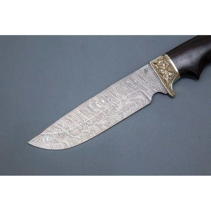 Нож Лорд из дамасской стали, рукоять черное дерево, литьё мельхиор в интернет-магазине art-steel.ru, фото