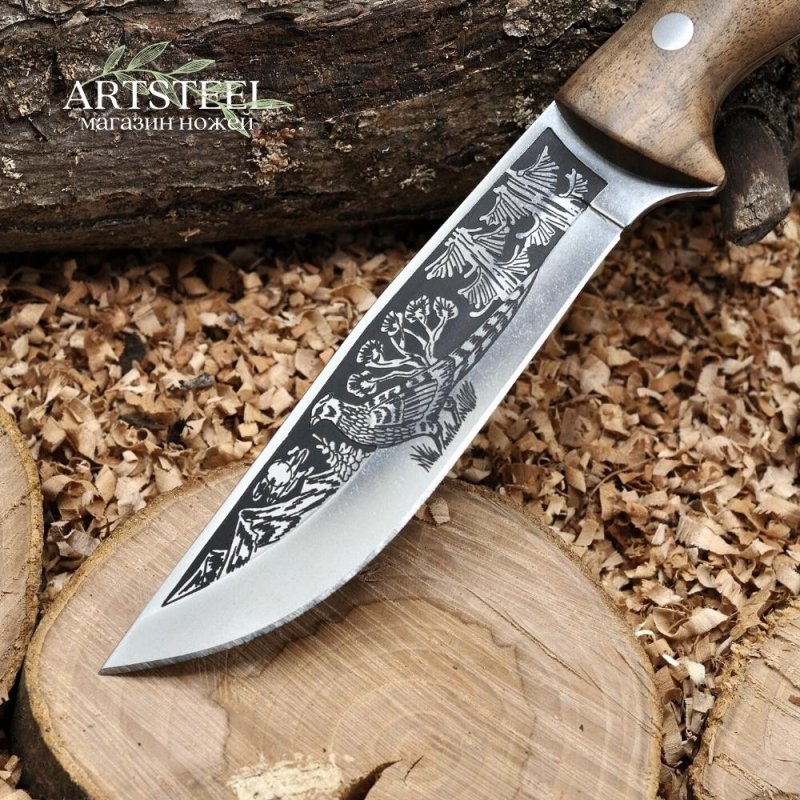Нож Фазан AUS-8 художественно-оформленный дерево в интернет-магазине art-steel.ru, фото