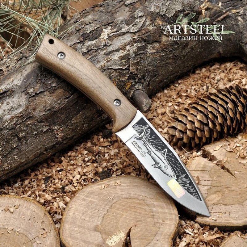 Охотничий нож Акула-2, сталь AUS8, рукоять орех в интернет-магазине art-steel.ru, фото