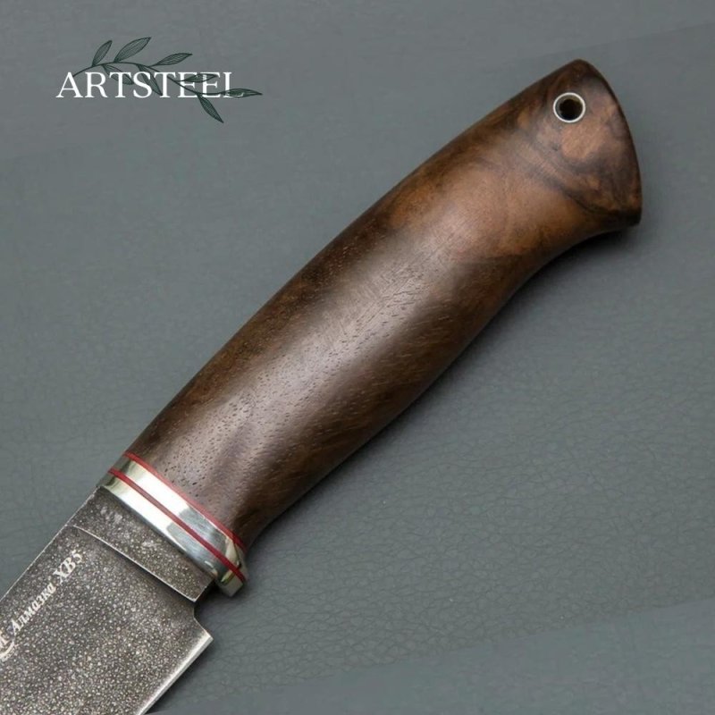 Нож Сокол из стали ХВ-5, рукоять орех, литье мельхиор в интернет-магазине art-steel.ru, фото