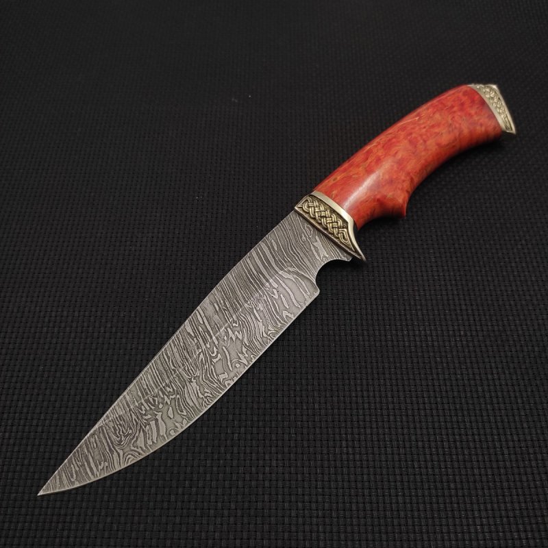 Нож Легионер из дамасской стали, рукоять карельская береза, литьё мельхиор в интернет-магазине art-steel.ru, фото