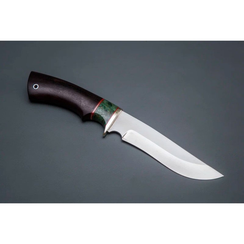 Нож Галеон из стали N690, рукоять карельская береза, черное дерево, литьё мельхиор в интернет-магазине art-steel.ru, фото