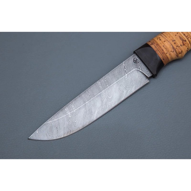 Нож Ястреб из дамасской стали, рукоять береста, граб в интернет-магазине art-steel.ru, фото