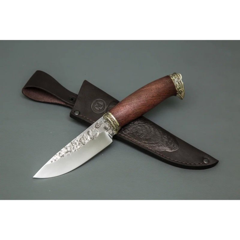 Нож Сокол из стали 9ХС, рукоять дерево, литье мельхиор в интернет-магазине art-steel.ru, фото