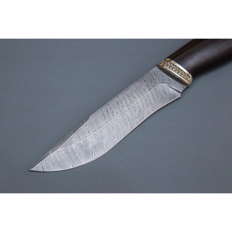 Нож Беркут из дамасской стали, рукоять черное дерево, литьё мельхиор в интернет-магазине art-steel.ru, фото