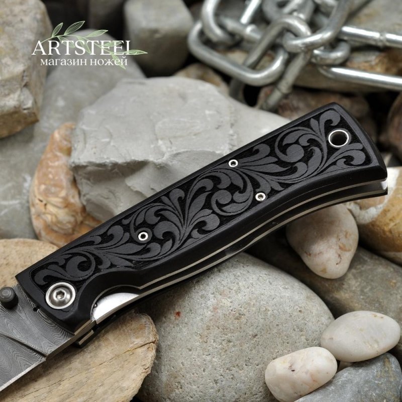 НСК Стерх, сталь дамаск, рукоять граб с художественной резьбой в интернет-магазине art-steel.ru, фото