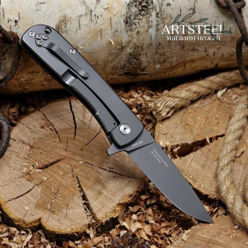 Складной нож, сталь 440, рукоять сталь в интернет-магазине art-steel.ru, фото