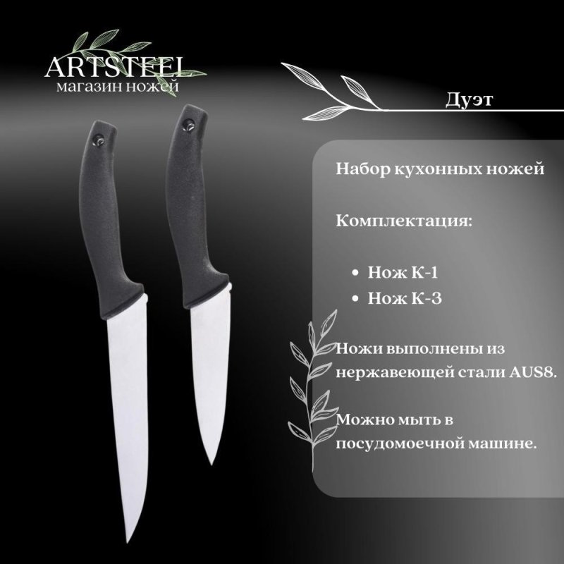 Набор кухонных ножей "Дуэт" в интернет-магазине art-steel.ru, фото