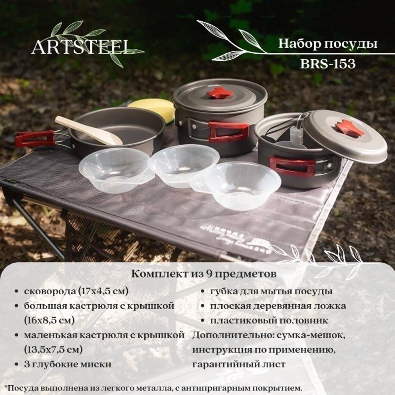 Набор туристической посуды BRS-153 в интернет-магазине art-steel.ru, фото
