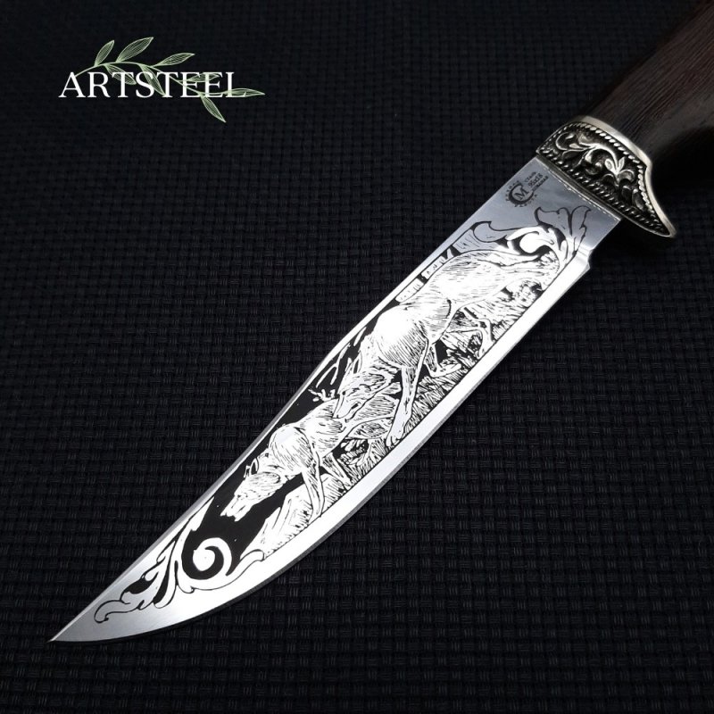 Нож Мангуст из стали 95Х18, рукоять венге, литье мельхиор в интернет-магазине art-steel.ru, фото