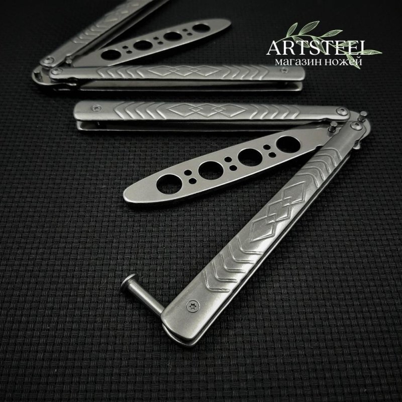 Нож бабочка тренировочный Серый Ромб в интернет-магазине art-steel.ru, фото