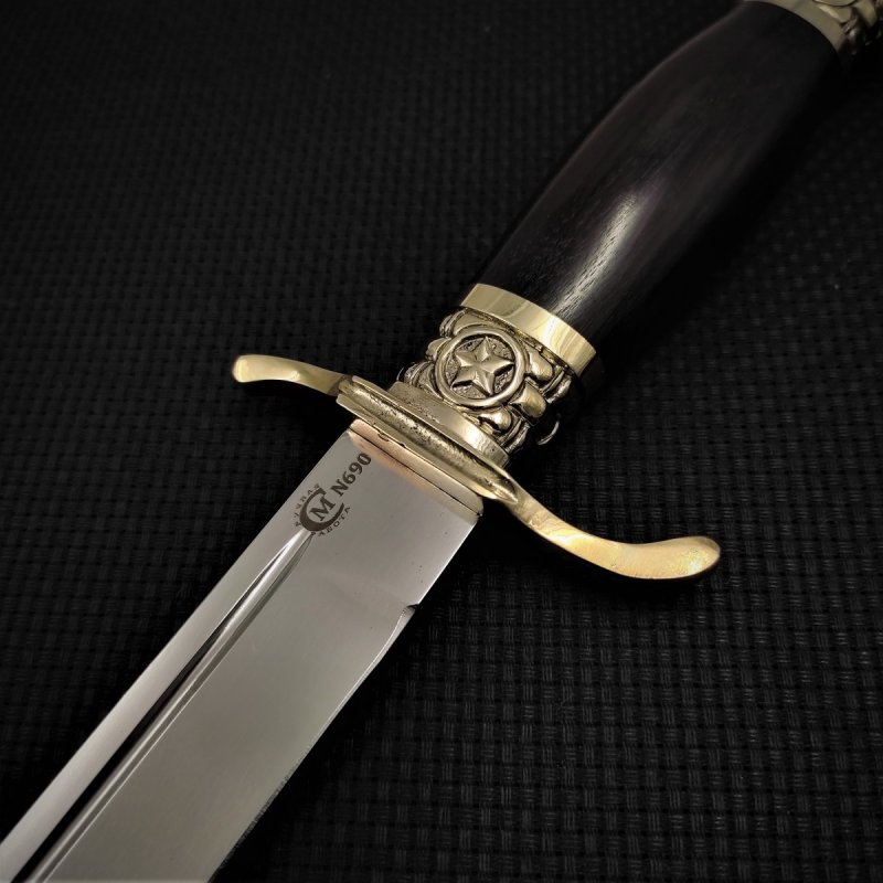 Нож Разведчик из стали N690, рукоять граб, литьё мельхиор в интернет-магазине art-steel.ru, фото