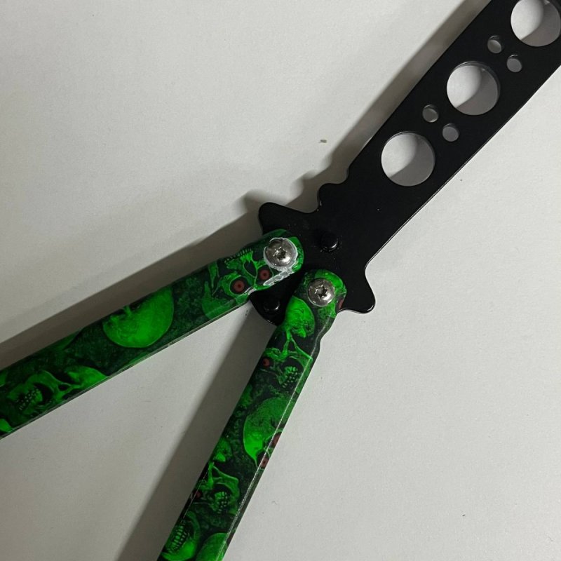 Нож бабочка тренировочный Green Skull в интернет-магазине art-steel.ru, фото