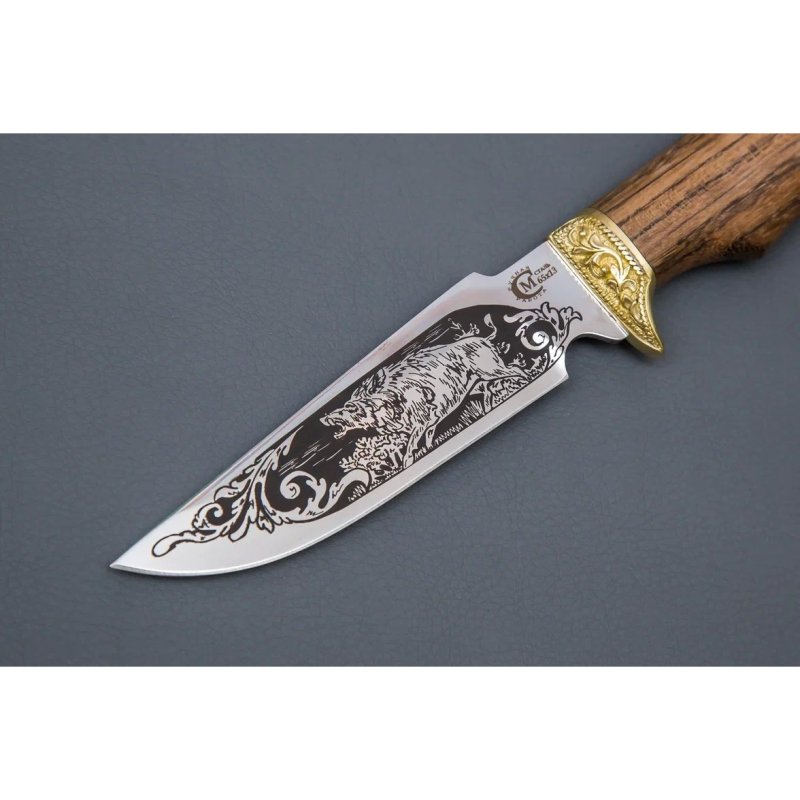 Нож Следопыт из стали 65х13, рукоять амазаку, латуннное литьё в интернет-магазине art-steel.ru, фото