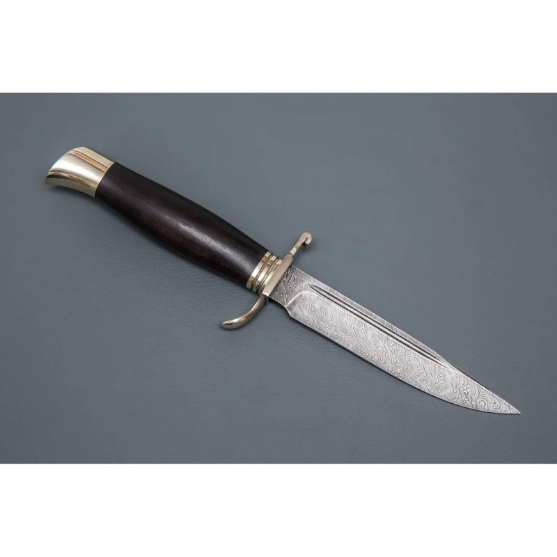 Нож НКВД из дамасской стали, рукоять черное дерево, литьё мельхиор в интернет-магазине art-steel.ru, фото