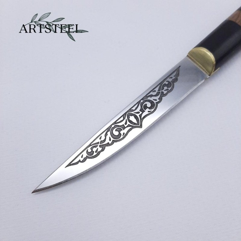 Нож Абхазский малый AUS-8 граб латунь в интернет-магазине art-steel.ru, фото