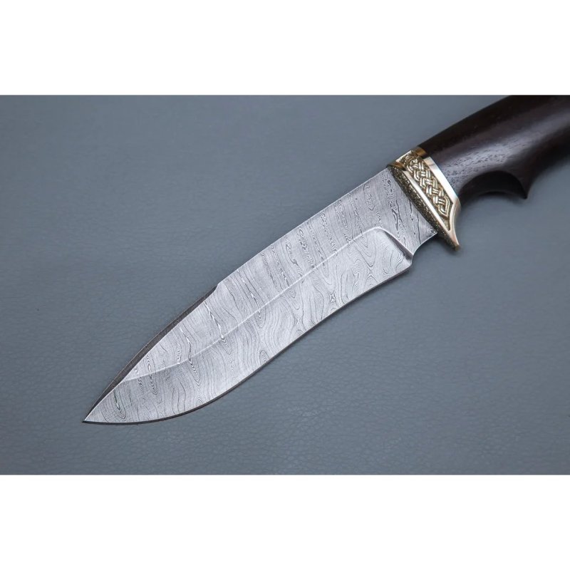 Нож Скиф из дамасской стали, рукоять черное дерево, литьё мельхиор в интернет-магазине art-steel.ru, фото