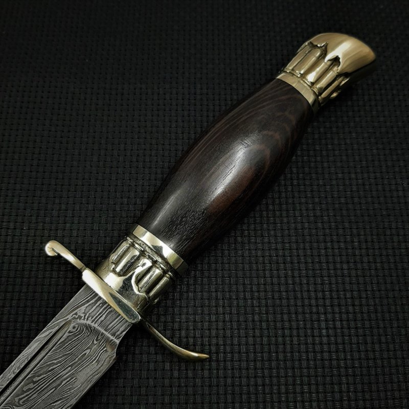 Нож НКВД из дамасской стали, рукоять черное дерево, литьё мельхиор в интернет-магазине art-steel.ru, фото
