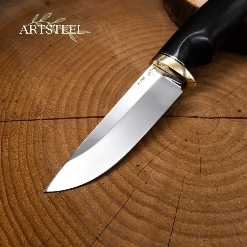 Нож Олень из стали Х12МФ, рукоять латунь, граб в интернет-магазине art-steel.ru, фото