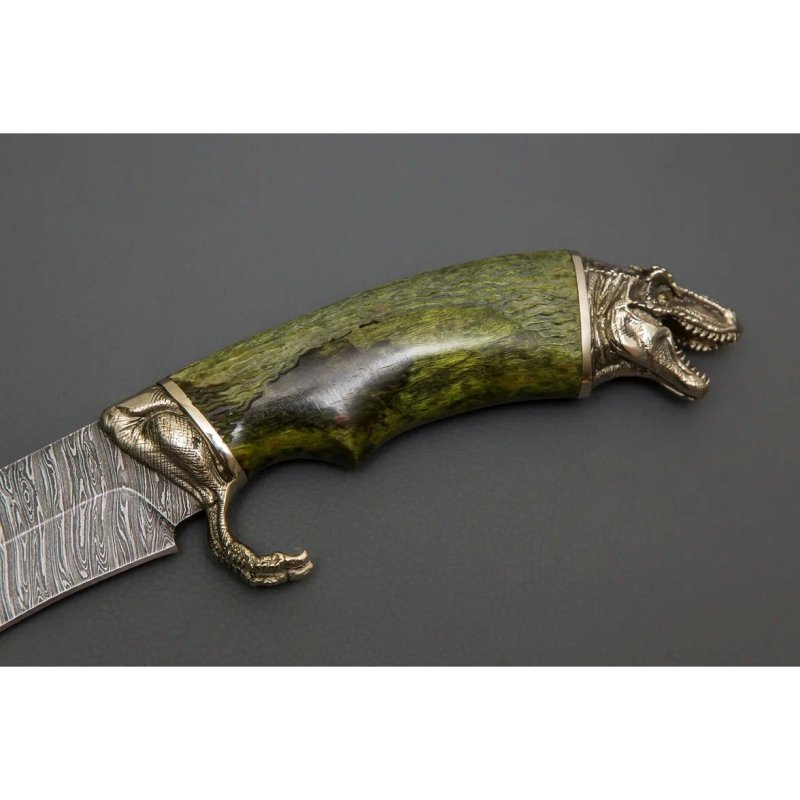 Нож Скиф из дамасской стали, рукоять карельская береза, литье мельхиор в интернет-магазине art-steel.ru, фото