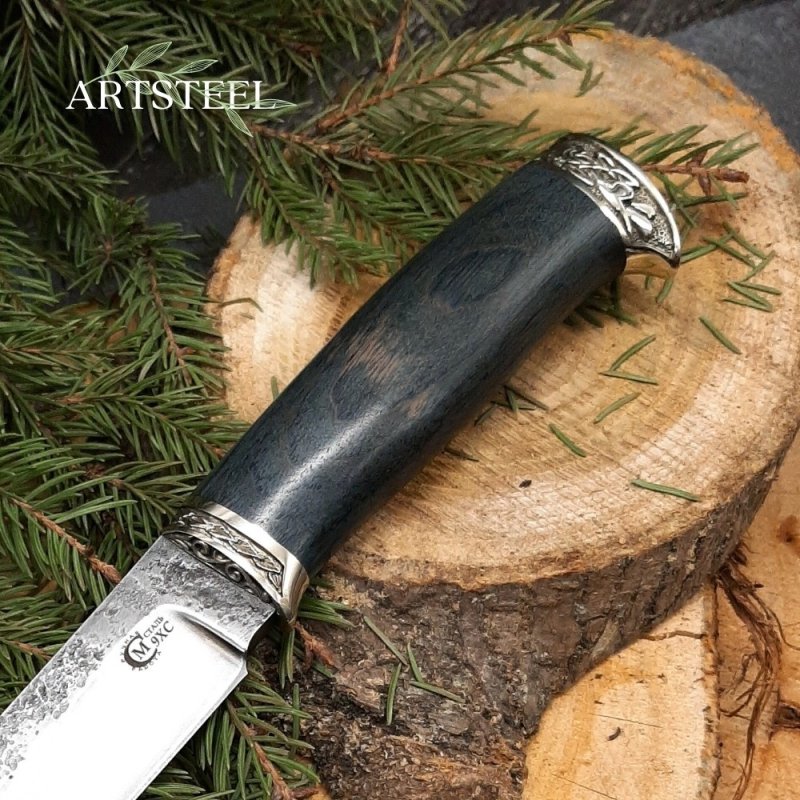 Нож Ястреб из стали 9ХС, рукоять дерево, литьё мельхиор в интернет-магазине art-steel.ru, фото