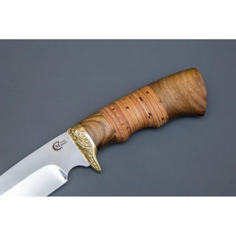Нож Легионер из стали 65х13, рукоять береста, орех, латуннное литьё в интернет-магазине art-steel.ru, фото
