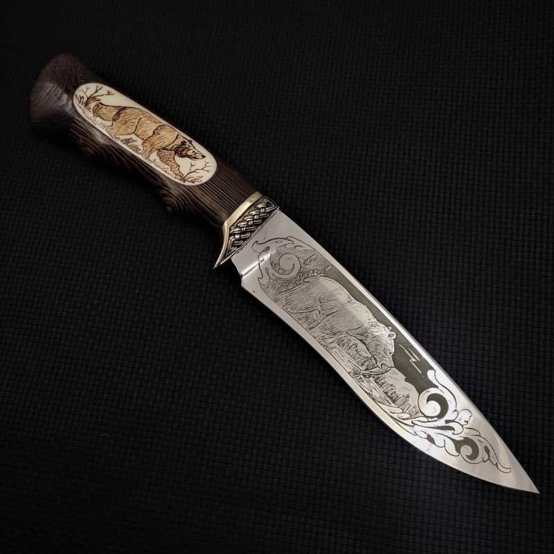 Нож Близнец из стали 95х18, рукоять венге, литьё мельхиор в интернет-магазине art-steel.ru, фото