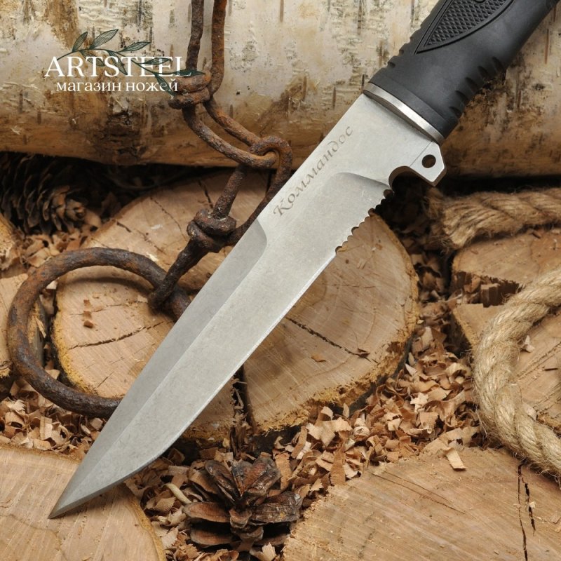 Нож Коммандос, сталь AUS8, рукоять эластрон в интернет-магазине art-steel.ru, фото