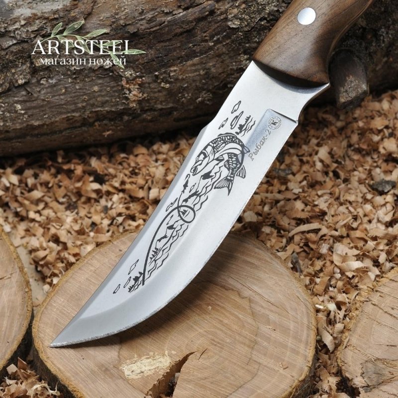 Туристический нож Рыбак-2, сталь AUS8, рукоять дерево в интернет-магазине art-steel.ru, фото