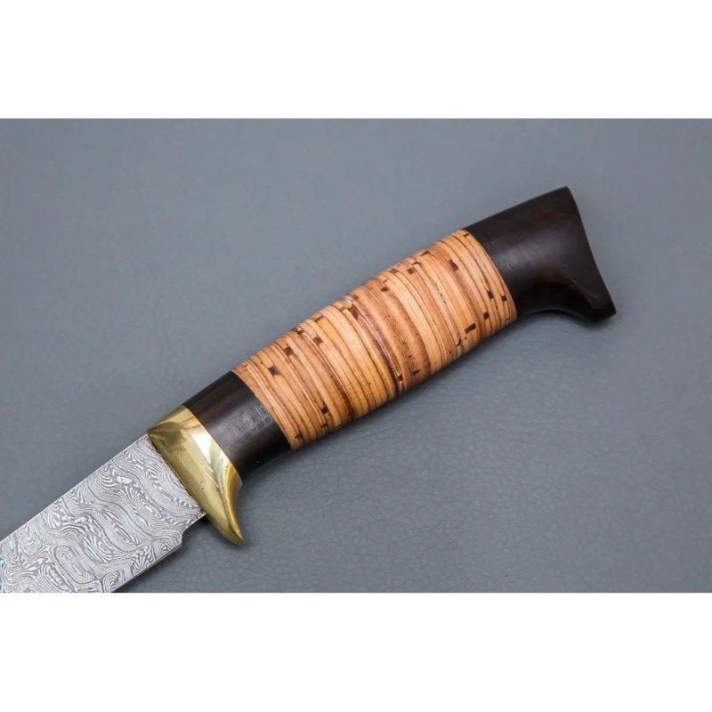 Нож Филейный малый из дамасской стали, рукоять береста, граб, литьё мельхиор в интернет-магазине art-steel.ru, фото