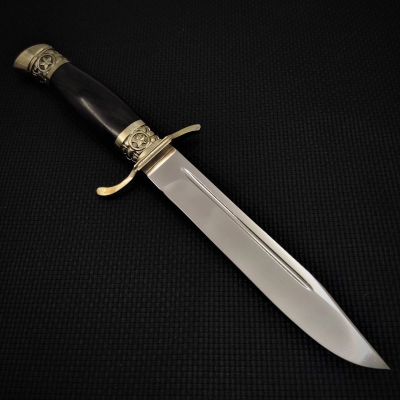 Нож Разведчик из стали N690, рукоять граб, литьё мельхиор в интернет-магазине art-steel.ru, фото