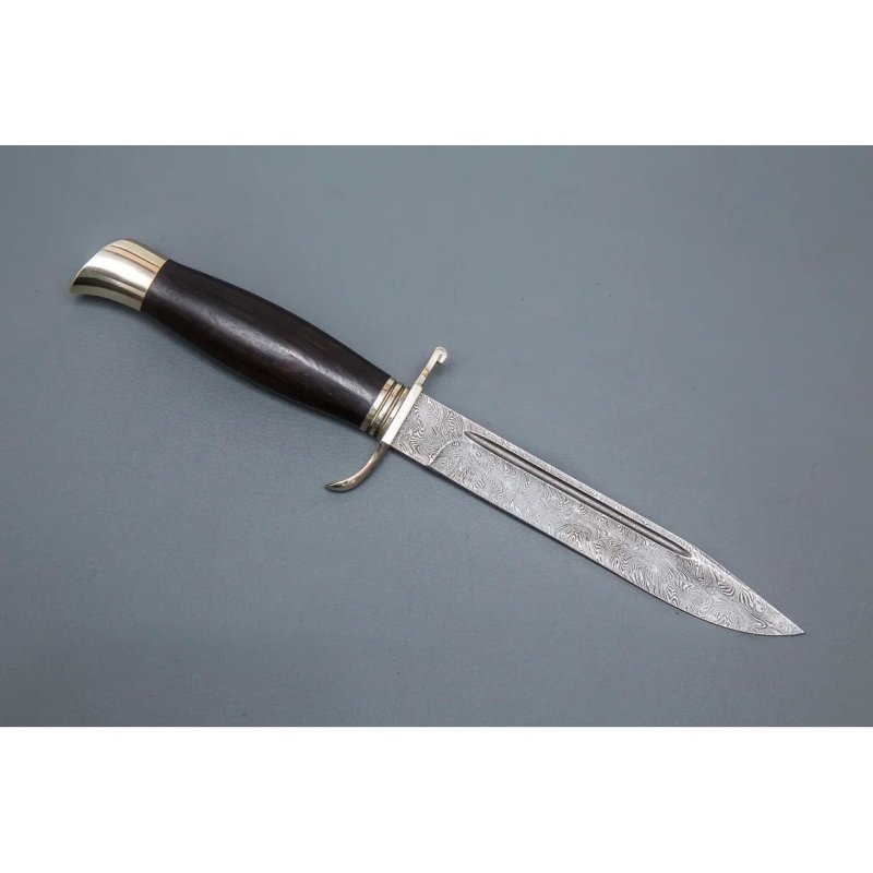 Нож Разведчик из стали дамасской стали, рукоять черное дерево в интернет-магазине art-steel.ru, фото