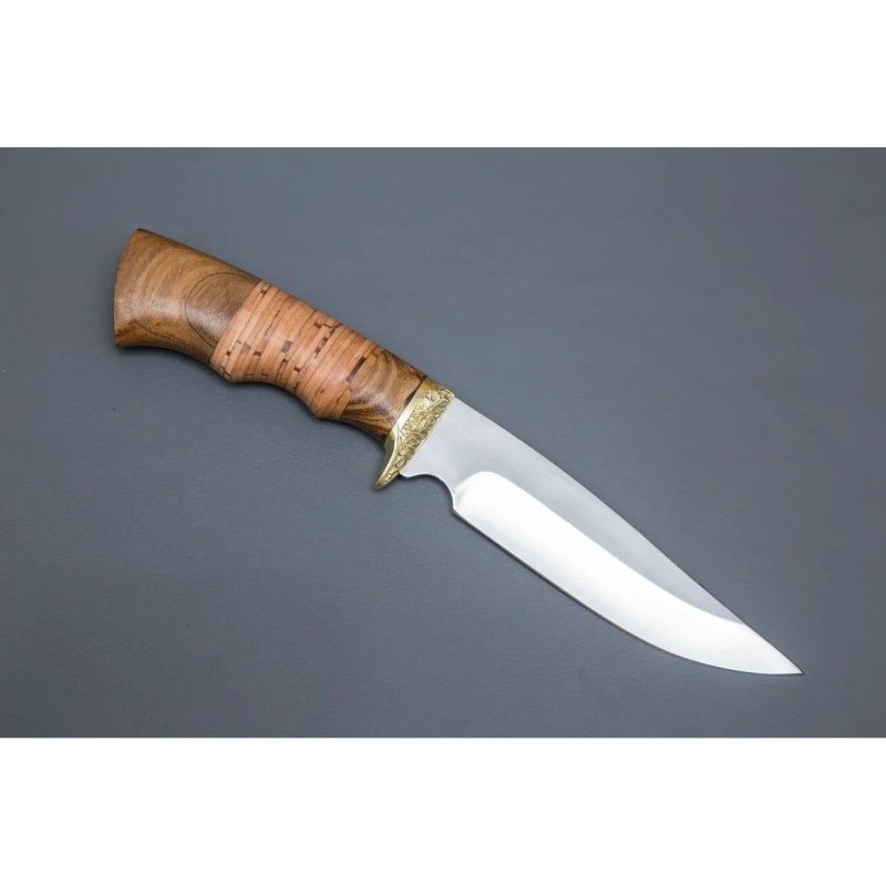 Нож Легионер из стали 65х13, рукоять береста, орех, латуннное литьё в интернет-магазине art-steel.ru, фото