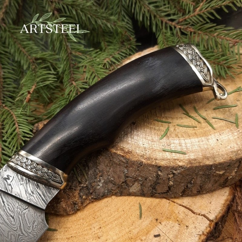 Нож Разделочный из стали дамасской стали, рукоять черное дерево в интернет-магазине art-steel.ru, фото