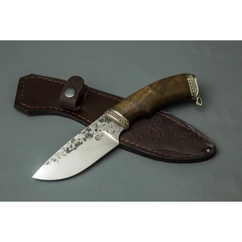 Нож Разделочный из стали 9ХС, рукоять дерево, литье мельхиор в интернет-магазине art-steel.ru, фото