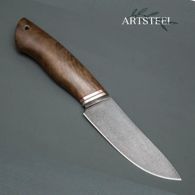 Нож Кайман из стали ХВ-5, рукоять орех, литье мельхиор в интернет-магазине art-steel.ru, фото