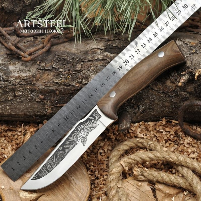 Нож Бекас-2 AUS-8 художественно оформленный в интернет-магазине art-steel.ru, фото