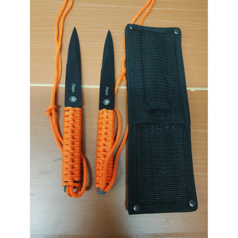 Метательный нож Перо (набор 3 шт.), сталь 420, рукоять сталь, паракорд в интернет-магазине art-steel.ru, фото