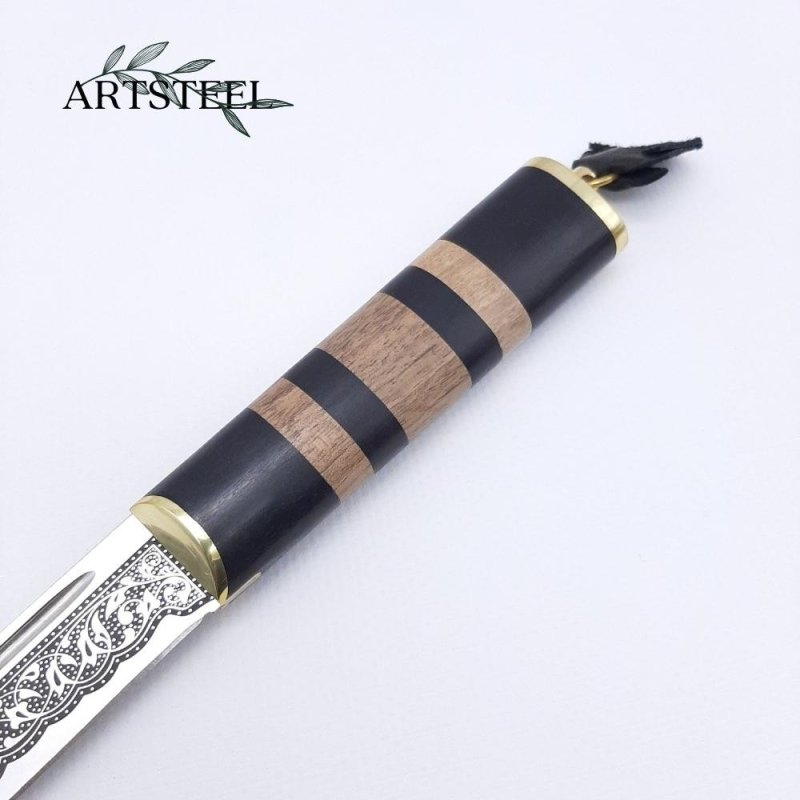 Нож Абхазский большой AUS-8 граб латунь в интернет-магазине art-steel.ru, фото