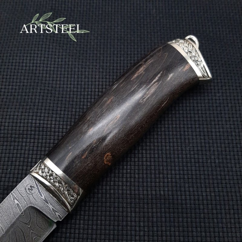 Нож Путник из стали дамасской стали, рукоять карельская береза в интернет-магазине art-steel.ru, фото