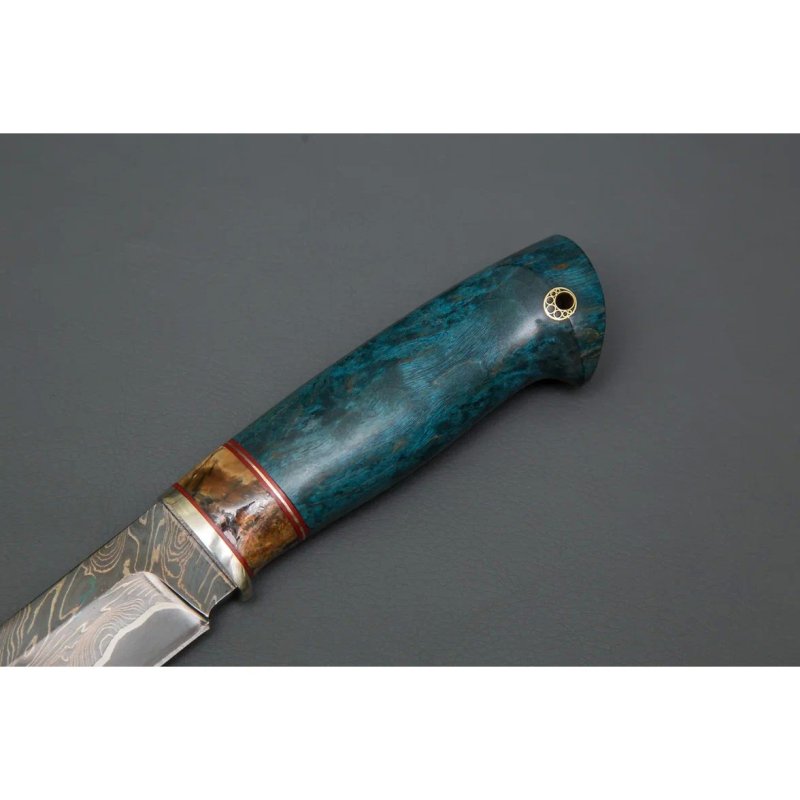 Нож Соболь из стали ламинированной стали, рукоять карельская береза, литье мельхиор в интернет-магазине art-steel.ru, фото