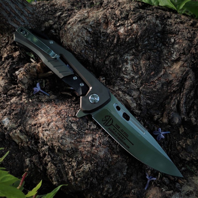 Складной нож Тор, сталь D2, рукоять G10, алюминий в интернет-магазине art-steel.ru, фото