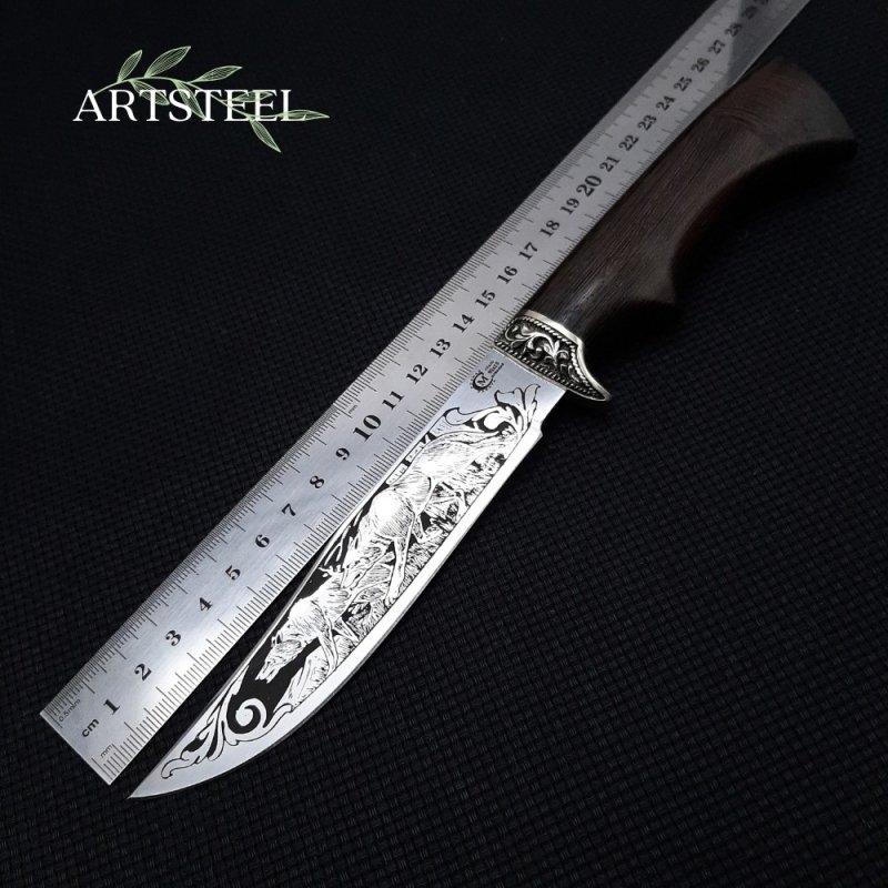 Нож Мангуст из стали 95Х18, рукоять венге, литье мельхиор в интернет-магазине art-steel.ru, фото