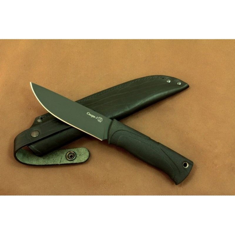 Нож Стерх-1 AUS-8 стоунвош черный эластрон в интернет-магазине art-steel.ru, фото