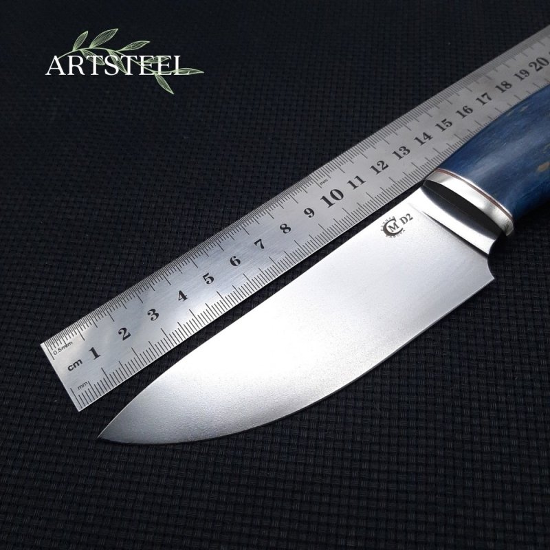 Нож Кайман из стали D2, рукоять карельская береза, литьё мельхиор в интернет-магазине art-steel.ru, фото