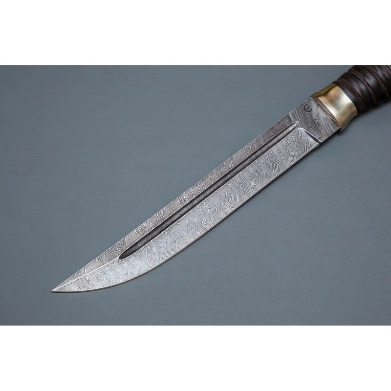 Нож Казак из стали дамасской стали, резная рукоять в интернет-магазине art-steel.ru, фото