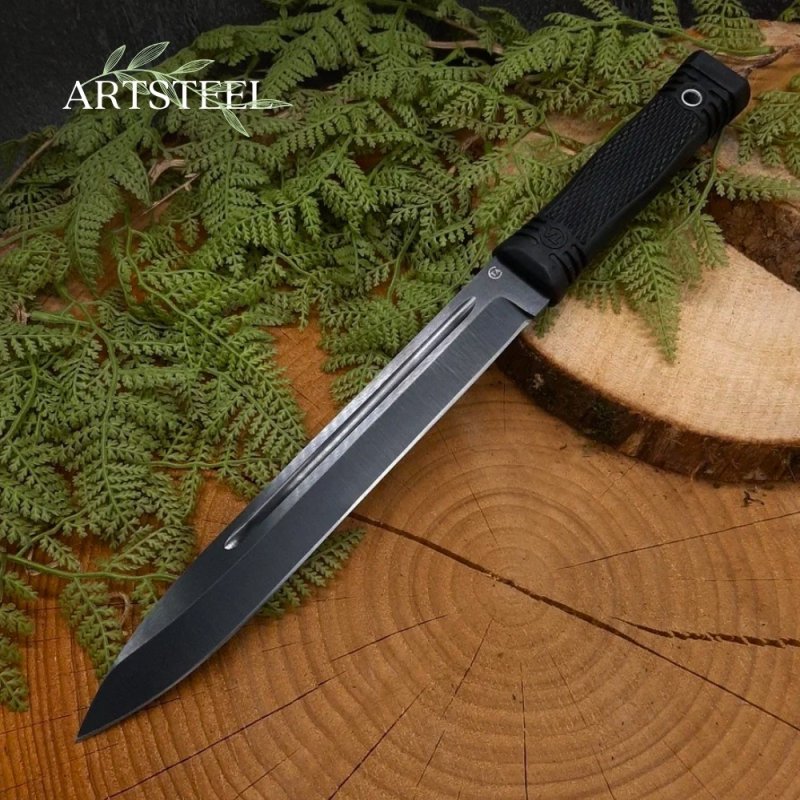 Нож Горец-1 из стали 65Г, рукоять резина в интернет-магазине art-steel.ru, фото