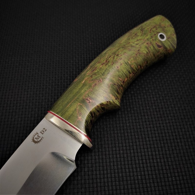 Нож Скиф из стали D2, рукоять карельская береза, литьё мельхиор в интернет-магазине art-steel.ru, фото