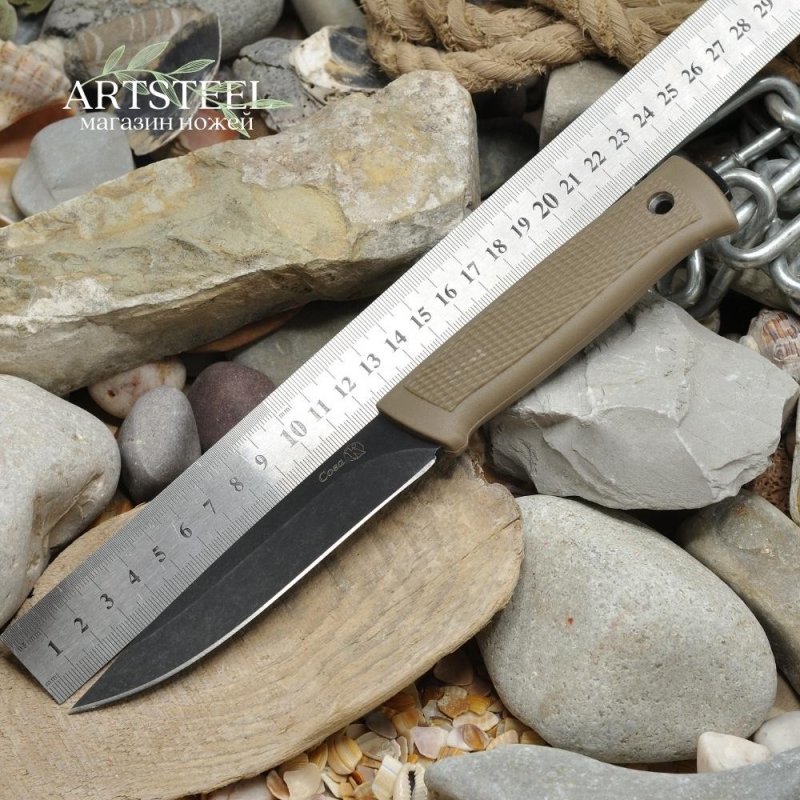 Туристический нож Сова, сталь AUS8, рукоять эластрон в интернет-магазине art-steel.ru, фото