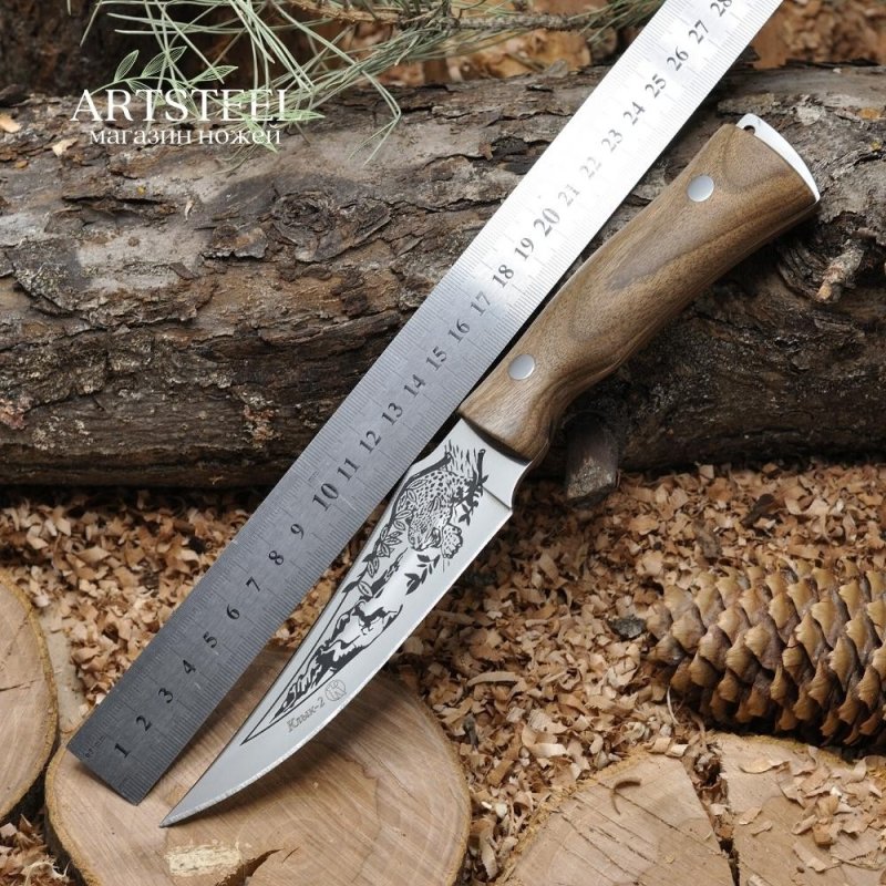 Охотничий нож Клык-2, сталь AUS8, рукоять орех в интернет-магазине art-steel.ru, фото